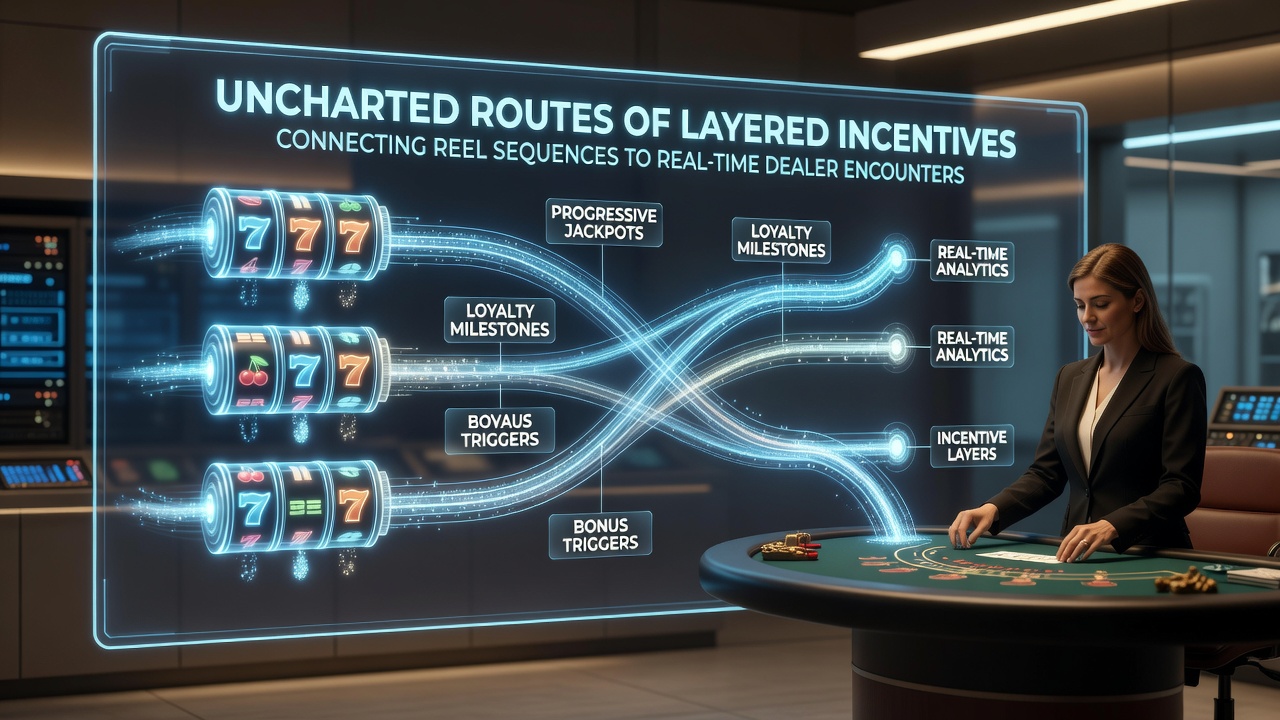 Mobile interface showing incentive routes between reel sequences and live dealer tables