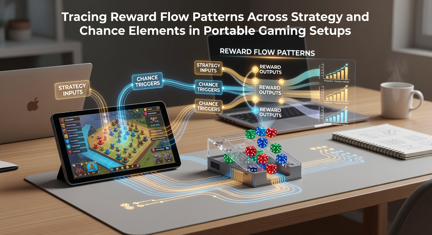 Diagram showing reward pathways in portable gaming devices blending strategic decisions with random outcomes